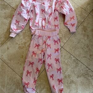 Lola and the Boys Pink Bow Print Set
